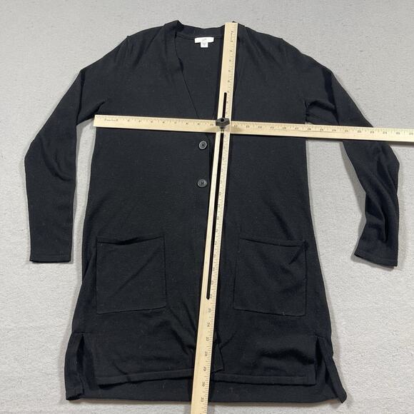 J.Jill Cardigan Women XS Black Wool Blend Long Sleeve 2-Button Front Pockets - Picture 6 of 9